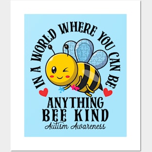 Funny Be Kind Autism ADHD Autistic Kids Bee Kind Autism ASD Posters and Art